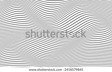 abstract seamless horizontal black thin wave line pattern.