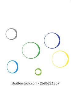 Abstract seamless horizontal pattern of overlapping vector fabric circles in varied sizes and colors, circles, fabric texture
