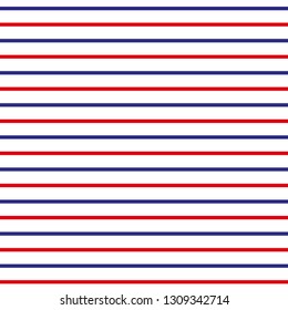 Abstract Seamless Horizontal striped pattern with red, blue and white stripes. Vector illustration - eps10