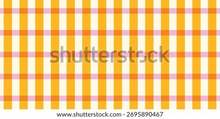 Abstract seamless horizontal yellow modern geometric striped pattern of straight checkered thin and wide stripes on light background; overlapping effect; simple vector illustration, flat style