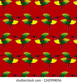 Abstract seamless hummingbird pattern for girls or boys. Creative vector background with hummingbird, colibri. Funny wallpaper for textile and fabric. Fashion colibri style. Colorful bright picture