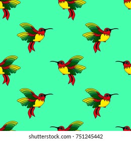 Abstract seamless hummingbird pattern for girls or boys. Creative vector background with hummingbird, colibri. Funny wallpaper for textile and fabric. Fashion colibri style. Colorful bright picture