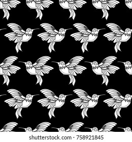 Abstract seamless hummingbird pattern for girls or boys. Creative vector background with hummingbird, birds. Funny wallpaper for textile and fabric. Fashion birds style. Monochrome bird picture