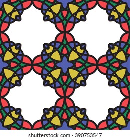 abstract seamless illustration - colored stained glass isolated on a white background