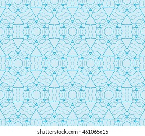 Abstract seamless illustration of the flower theme in blue tones. For background greeting cards, interior design, printing, textile industry. Vector.