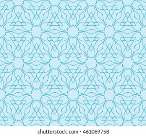 Abstract seamless illustration of the flower theme in blue tones. For background greeting cards, interior design, printing, textile industry. Vector.