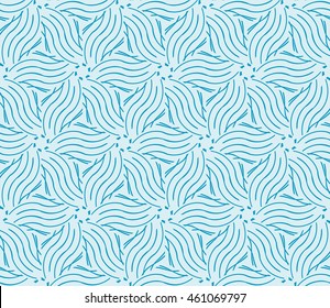 Abstract seamless illustration of the flower theme in blue tones. For background greeting cards, interior design, printing, textile industry. Vector.
