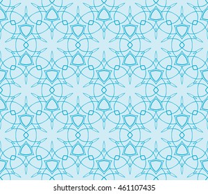 Abstract seamless illustration of the flower theme in blue tones. For background greeting cards, interior design, printing, textile industry. Vector.