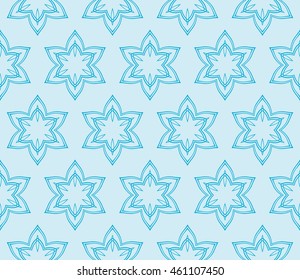 Abstract seamless illustration of the flower theme in blue tones. For background greeting cards, interior design, printing, textile industry. Vector.
