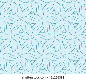 Abstract seamless illustration of the flower theme in blue tones. For background greeting cards, interior design, printing, textile industry. Vector.
