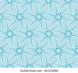 Abstract seamless illustration of the flower theme in blue tones. For background greeting cards, interior design, printing, textile industry. Vector.