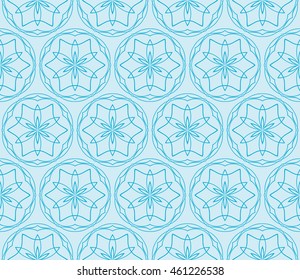 Abstract seamless illustration of the flower theme in blue tones. For background greeting cards, interior design, printing, textile industry. Vector.