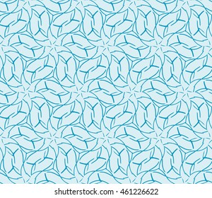 Abstract seamless illustration of the flower theme in blue tones. For background greeting cards, interior design, printing, textile industry. Vector.