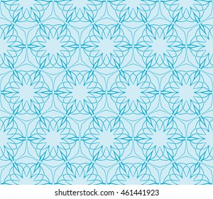 Abstract seamless illustration of the flower theme in blue tones. For background greeting cards, interior design, printing, textile industry. Vector.
