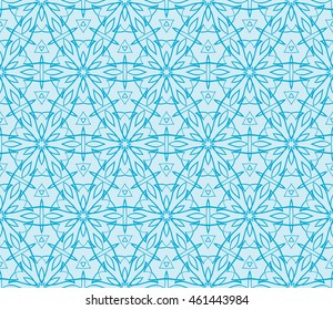 Abstract seamless illustration of the flower theme in blue tones. For background greeting cards, interior design, printing, textile industry. Vector.
