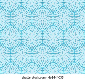 Abstract seamless illustration of the flower theme in blue tones. For background greeting cards, interior design, printing, textile industry. Vector.