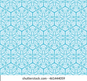 Abstract seamless illustration of the flower theme in blue tones. For background greeting cards, interior design, printing, textile industry. Vector.