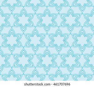 Abstract seamless illustration of the flower theme in blue tones. For background greeting cards, interior design, printing, textile industry. Vector.