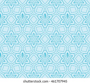Abstract seamless illustration of the flower theme in blue tones. For background greeting cards, interior design, printing, textile industry. Vector.