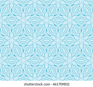Abstract seamless illustration of the flower theme in blue tones. For background greeting cards, interior design, printing, textile industry. Vector.