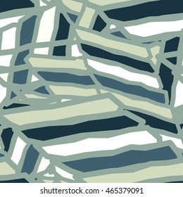 Abstract seamless image with randomly arranged polygonal geometrical figures of white, green lines. vector illustration