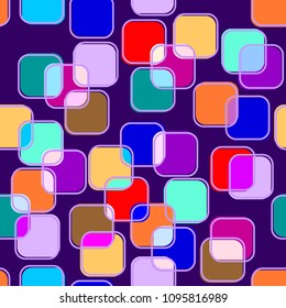 Abstract Seamless Iridescent Pattern with Rounded Squares. Colorful Spotted Mesh Structural Texture. Vector Illustration