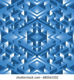 Abstract seamless isometric background. Vibrant shades of colors.