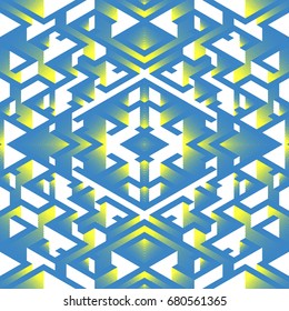 Abstract seamless isometric background. Vibrant shades of colors.