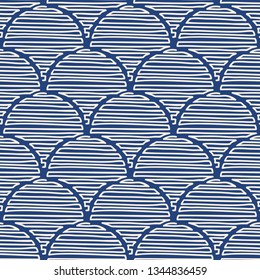 Abstract seamless Japanese pattern. Hand drawn scale elements. Seamless Doodle pattern in art deco retro vintage style 