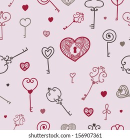 abstract seamless key and lock romantic pattern