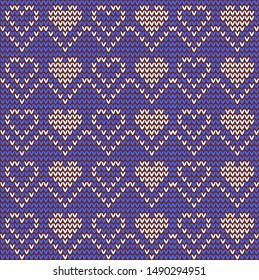 Abstract seamless knitted background with hearts