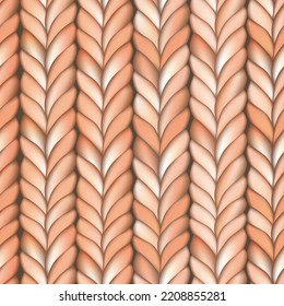 Abstract seamless knitted pattern. Beige realistic knit texture, merino wool fabric. Monochrome repeating winter design. Modern minimalist stylish ornament. Vector background for textile, card.