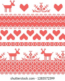 Abstract seamless knitted pattern. Embroidery Scandinavian ornament. 