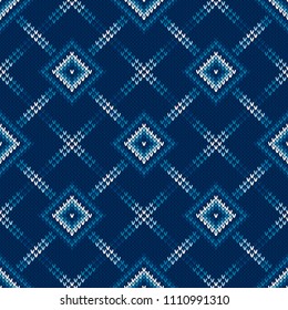 Abstract Seamless Knitting Pattern. Argyle Sweater Design. Wool Knit Texture Imitation