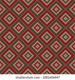 Abstract Seamless Knitting Pattern. Christmas Sweater Design. Wool Knit Texture Imitation