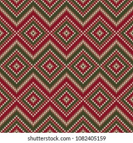 Abstract Seamless Knitting Pattern. Christmas Sweater Design. Wool Knit Texture Imitation