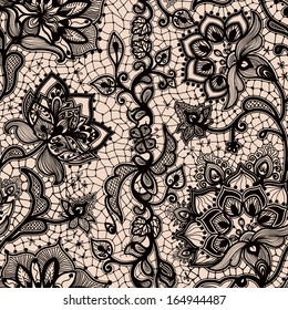Abstract seamless lace pattern with flowers and butterflies. Infinitely wallpaper, decoration for your design, lingerie and jewelry. Your invitation cards, wallpaper, and more.