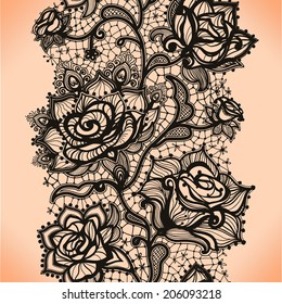 Abstract seamless lace pattern with flowers roses. Infinitely wallpaper, decoration for your design, lingerie and jewelry. Your invitation cards, wallpaper, and more.