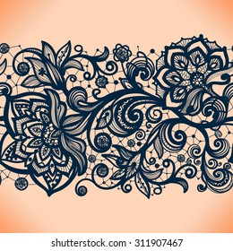 Abstract seamless lace pattern with flowers. Infinitely wallpaper, decoration for your design, lingerie and jewelry. Your invitation cards, wallpaper, and more.