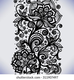 Abstract seamless lace pattern with flowers. Infinitely wallpaper, decoration for your design, lingerie and jewelry. Your invitation cards, wallpaper, and more.