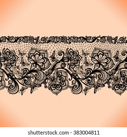 Abstract seamless lace pattern with flowers and butterflies. Infinitely wallpaper, decoration for your design, lingerie and jewelry. Your invitation cards, wallpaper