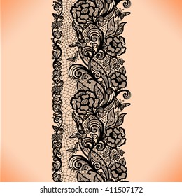 Abstract seamless lace pattern with flowers and butterflies. Infinitely wallpaper, decoration for your design, lingerie and jewelry. Your invitation cards, wallpaper