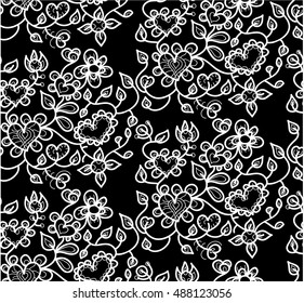 Abstract seamless lace pattern with hand drawn elements. Vector illustration.