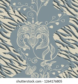 Abstract seamless lace pattern and tiger stripes.