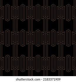 Abstraktes, nahtloses Gitterumriss. Hexagonalgittermuster. Apfelsinen, einzeln auf schwarzem Hintergrund. Geometrischer, einfacher Vektorhintergrund.