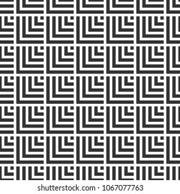 Abstract seamless lattice pattern. Modern stylish texture. Geometric lattice. Repeating geometric square tiles with stripe elements. Grid pattern. Vector monochrome background.