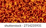 Abstract seamless lava bg top view. Yellow orange and dark brown spots of magma or sun photosphere with boiling plasma. Liquid fire pattern. Vector illustration
