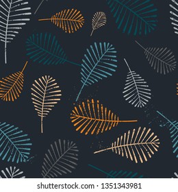 Abstract seamless leaves pattern. Floral shabby textured repeated backdrop for textile, clothes, wrapping paper. 