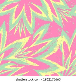 Abstract seamless leaves pattern. Hawaii floral repeat print. Decorative nature repeated print for fashion textile, sport clothes, wrapping paper.