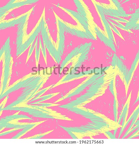 Abstract seamless leaves pattern. Hawaii floral repeat print. Decorative nature repeated print for fashion textile, sport clothes, wrapping paper.